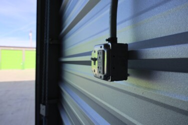 inside a storage unit with electricity outlets