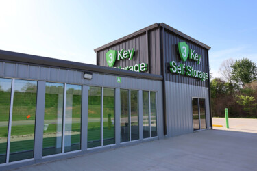 side view of the indoor climate-controlled storage units and office